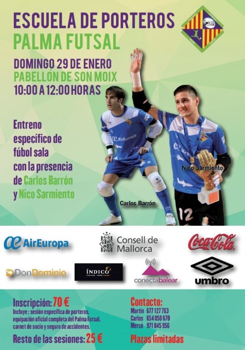 Cartel de la Escuela de porteros del Palma Futsal